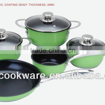 2015 New Products 8PCS High Quality 2.5mm Hard Anodized Aluminium Cookware Set With Color High Temperature Paint For Wholesale