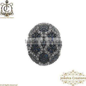 Blue Sapphire Bead Ball Jewelry,Pave Diamond Fashionable Bead,Handmade Jewelry Bead Ball,Natural Gemstone Jewelry Manufacturer