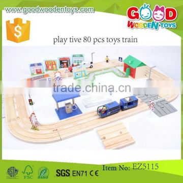 top sale wooden train toy play tive 80 pcs toys train OEM wooden toys rail train for kids EZ5115                        
                                                Quality Choice