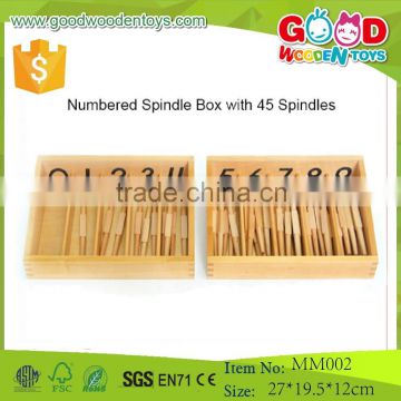 Montessori Wood Toys Numbered Spindle Box with 45 Spindles/montessori teaching Mathematics Tools/Educational Montessori Toy