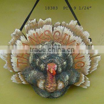 Polyresin turkey wall plaque,9-1/2"