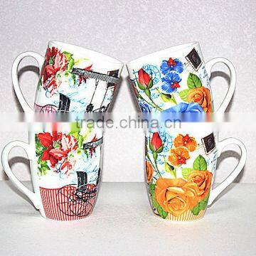 new products 2016 innovative rose design white porcelain cofee cup