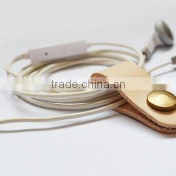 Handmade Brown Leather Cable Cord Winder Holder Tie for Earphone Cell Phone photo-4
