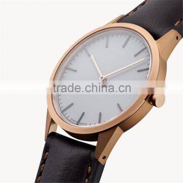 PVD Rosegold Stainless Steel Case Sapphire Lenses Water Resistant 5ATM Leather Luxury Watch photo-6