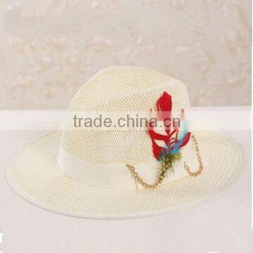 QXSH0046 New Straw Hat for Men Fashion Feather Sombrero Fedora photo-2