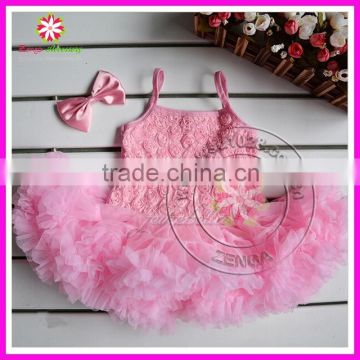 Chiffon rose flower baby girl romper bodysuit pettiskirt