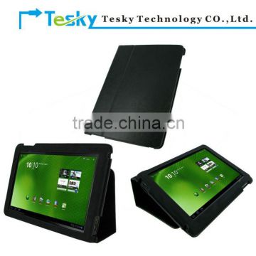 Black color back stand for acer iconia tab a500 leather case cover