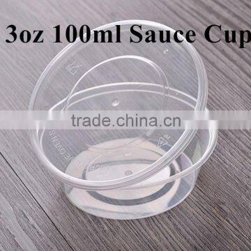 3oz 100ml Food Grade Disposable Small PP Plastic Sauce Cup with Clear Lid