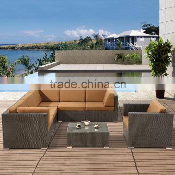 Outdoor Patio Garden Resin Plastic PE PVC Rattan Wicker Sectional Sofa Set