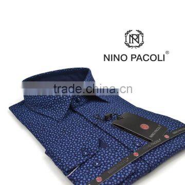 Nino Pacoli Blue Men's Shirt - Stylish Floral Pattern - Long Sleeve Shirt's
