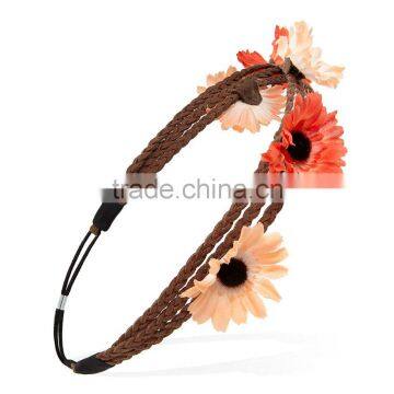 wholesale fashion newest flower braid suede headband