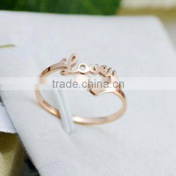 Gold Love U Heart shape Wedding ring for lovers