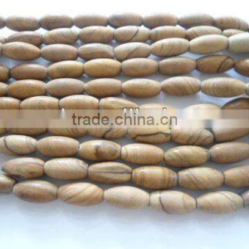 High quality picture jasper 20*10mm frsoted rice beads jewelry beads