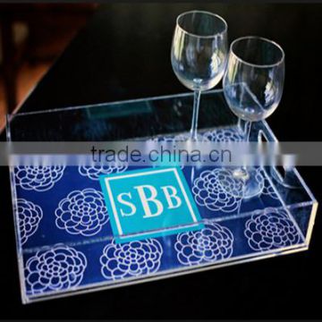 Elegant acrylic serving tray with printing logo