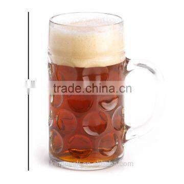 1 Liter Dimpled Glass Beer Stein/ Beer mug/Glass beer cup