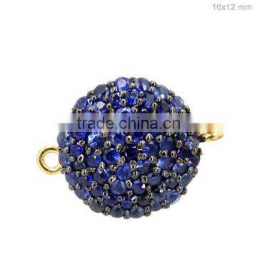 Blue Sapphire Gemstone Connector Pave diamond Gemstone Connector For Making Jewelry Asseccories Gemstone Jewelry Wholesaler