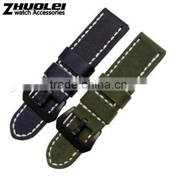 2015 New Style 22|24|26mm 100% Handstitch Black Red Grey Armyeather Watch Strap Wholesale 3pcs photo-4