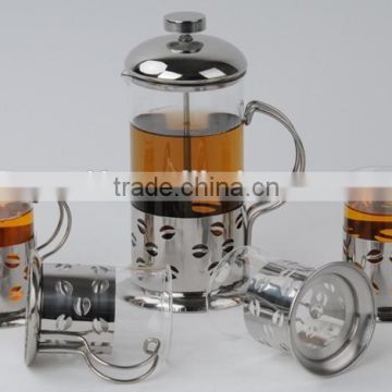 Stainless Steel French press with cups