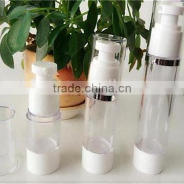 Plastic airless lotion pump bottles in different sizes