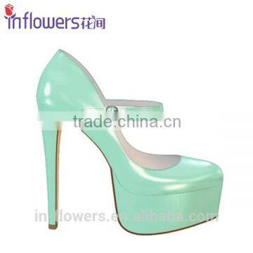 Pearl Turquoise patent leather Custom design fancy ladies shoes extreme high heels