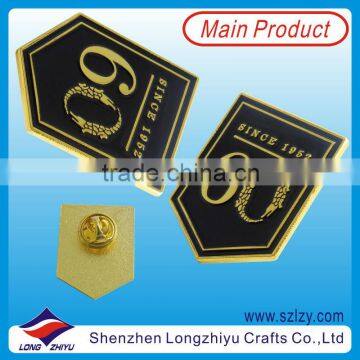 High quality custom black badge metal pin badge 60 anniversary badge for souvenir