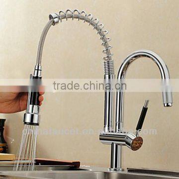 Two heads chromed spring kitchen mixer QH0783-8S