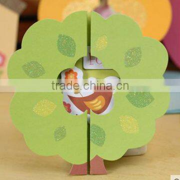 Green tree shape foldable handmade thanksgiving card/birthday card/greeting card