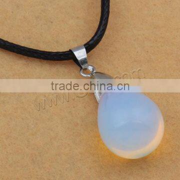 17x24mm 3mm With Waxed Linen Cord & Brass Sea Opal Necklace