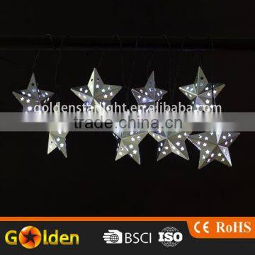 2016 New hot 10 led solar metal star string decoration light