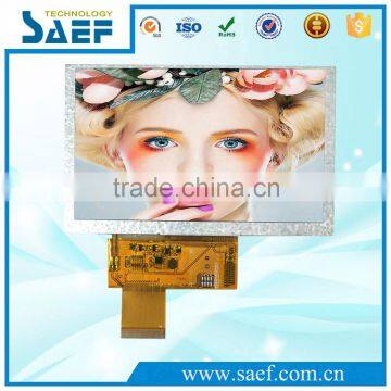 SAEF tft lcd 800x480 dots panel 5.0 inch display with RGB interface 40 pins high brightness