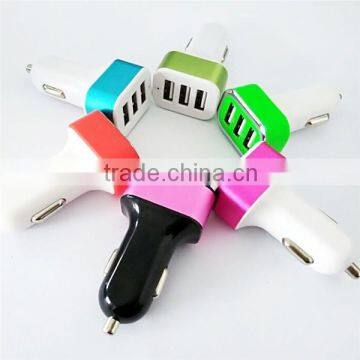 cheap electric car charger USB 2.1 A car charger USB Output 3port for smartphone