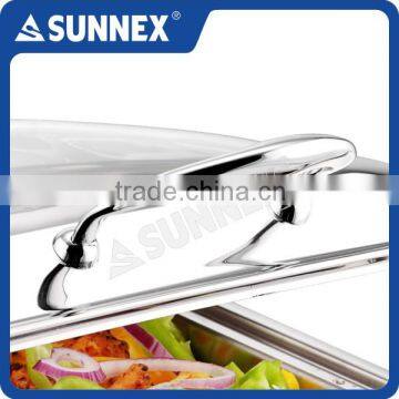 SUNNEX Factory Price Standard Mirror Finish Rectangular 5.5 Litre Glass Lid Buffet Food Warmer photo-3