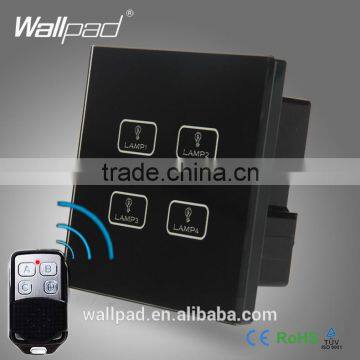 Hot Sales 4 Gang Remote Wallpad Black Tempred Glass Switch LED Ligh Remot 4 Gang 2 Way Wireless Remote Touch Sensor Light Switch                        
                                                Quality Choice