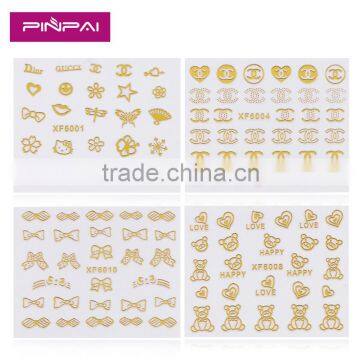 Best selling cheap XF6001-6020 golden sticker nail art wholesale