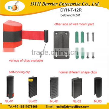 China manufacturer plastic 3m wall mounted webbing belt barrier retractable belt barrier for wall