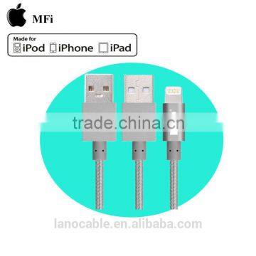 High quality 2m nylon grey casing mfi charging cable