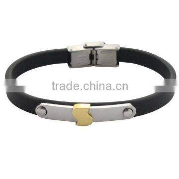Wholesale Genuine Leather Bracelet Simples Clasp Fashion Steel Tag Bangles For Men