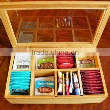 Wooden tea bag storage box with 8compartments