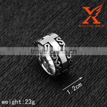 In Stock 2016 Removable Black Silver Base Mens/Womens Stainless Steel Cross Ring for Christian Baptism photo-3