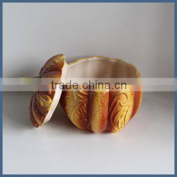 Hot Selling Ceramic Material Halloween Pumpkin Shape Canister photo-3