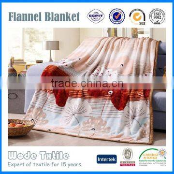 China Manufacture cheap price micro fiber leaf print flannel fleece blanket