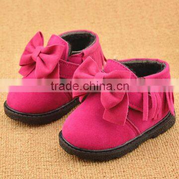 N1522 HOT Baby Girl bow Shoes Anti-Slip Toddler Soft Sole Winter boots