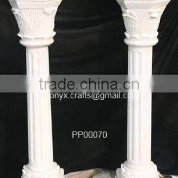 Carved White Marble Pedestal Column