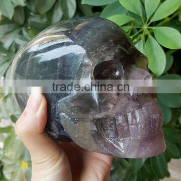 Natural Lifelike Reiki Fluorite Crsytal Skull for Sale