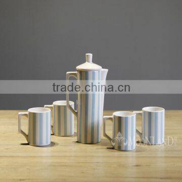 2014 New arrival stripe decal tea cup tea set ceramic tea set made in China