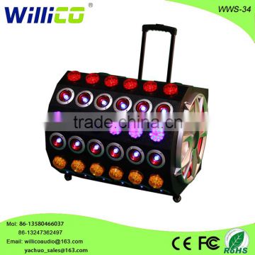 willico USA BT good bass hight power dj system active pa speaker with laser Lights strobe Lights wws-34