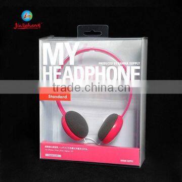 Custom clear foldable plastic box, transparent plastic packaging box for headphone