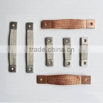 Customized white and red color Electrical ground strap flat copper flexible busbar