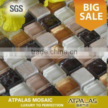 high class glass mix stone mosaic tiles ,multi color glass mosaic ,bathroom wall mosaic tiles