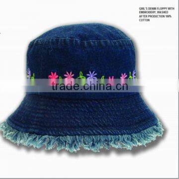 100% cotton denim caps bucket hats with embroidery